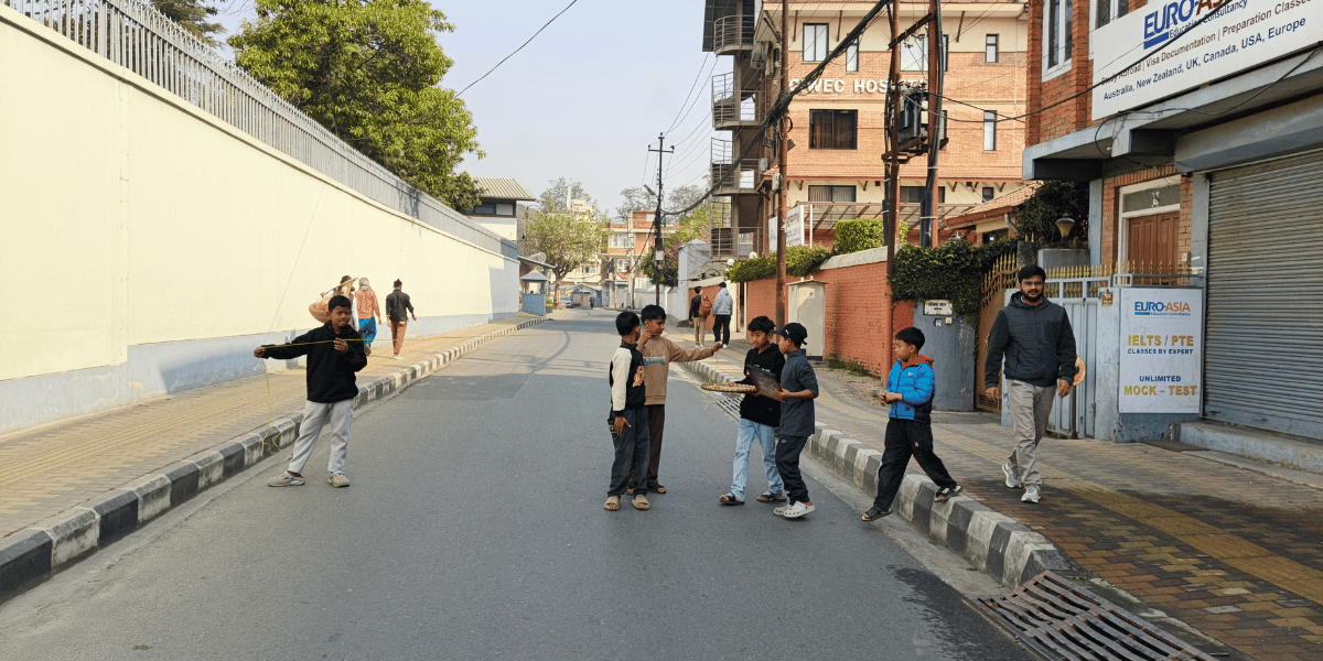Children Blocking Road During Shivaratri