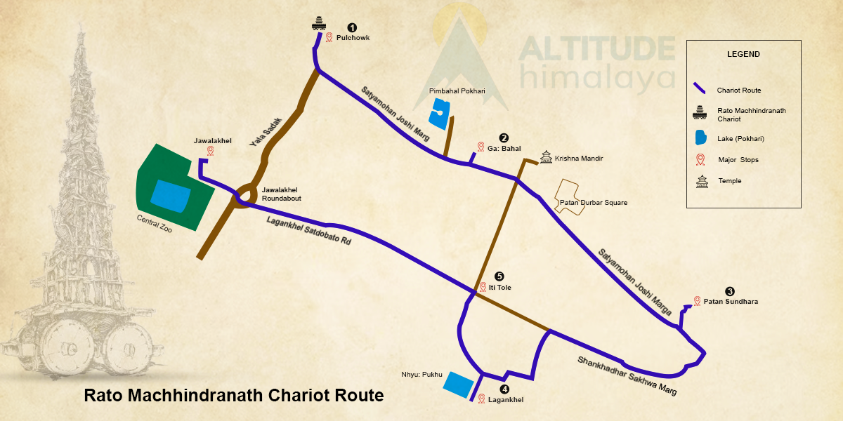 Rato Machhindranath Chariot Procession Route