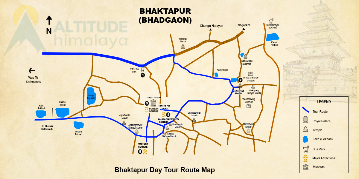 Bhaktapur Sightseeing Route Map