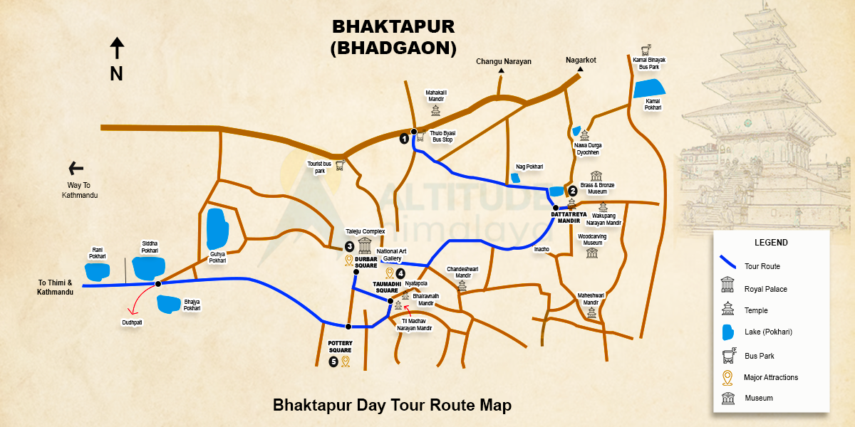 Bhaktapur Tour Route Map