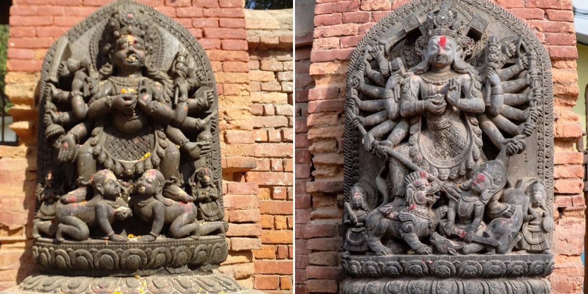 Statue of Ugrachandi and Ugra Bhairav in Bhaktapur