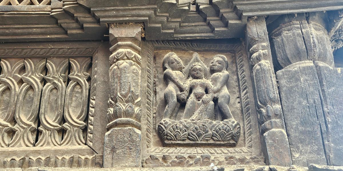 Erotic Wood Carving at Dattatreya Temple