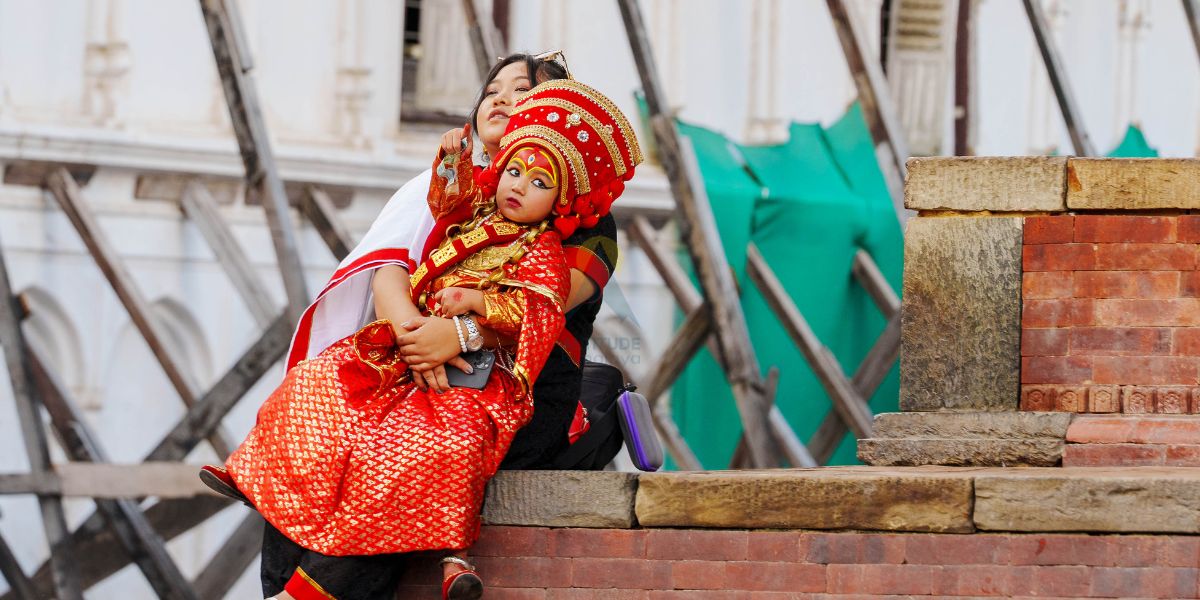 Little Girl wearing Kumari Dress