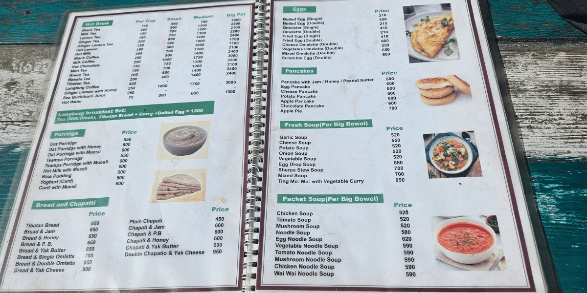 Soup and Drinks Menu