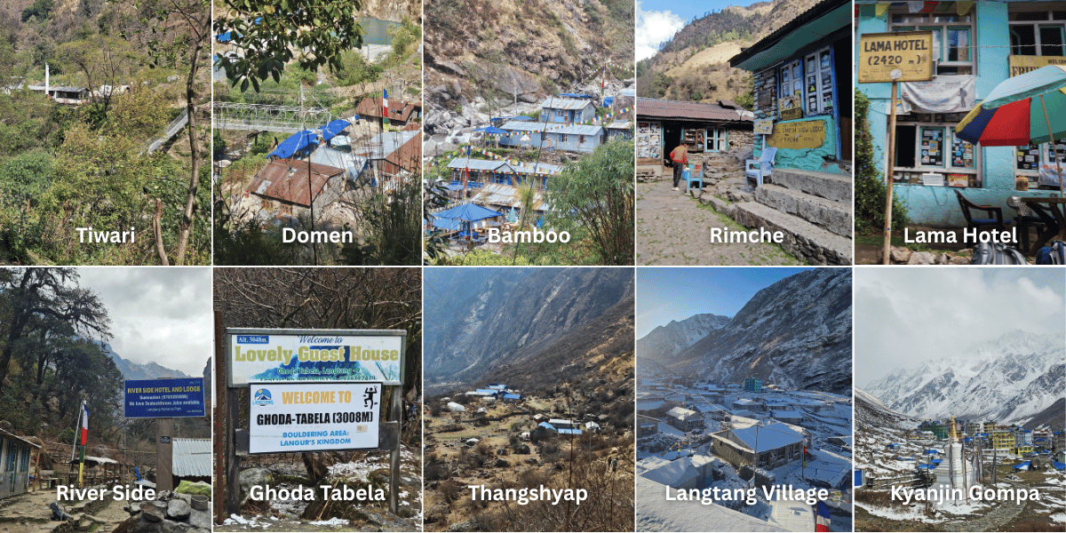 Langtang Valley trek Major Stops