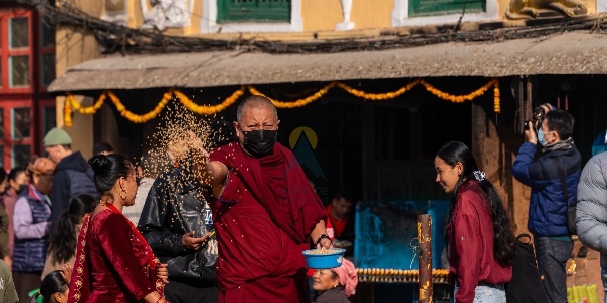 Monks at Boudhanath Stupa