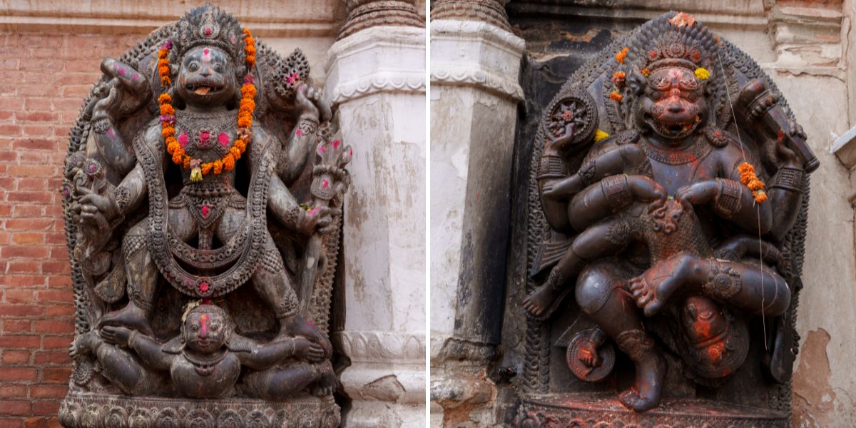 Deity Idols Infront of the National Art Museum of Nepal
