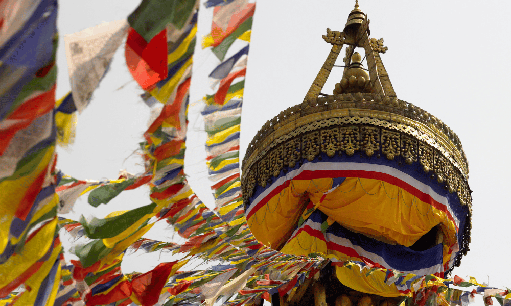 the top spire of Boudhanath Stupa